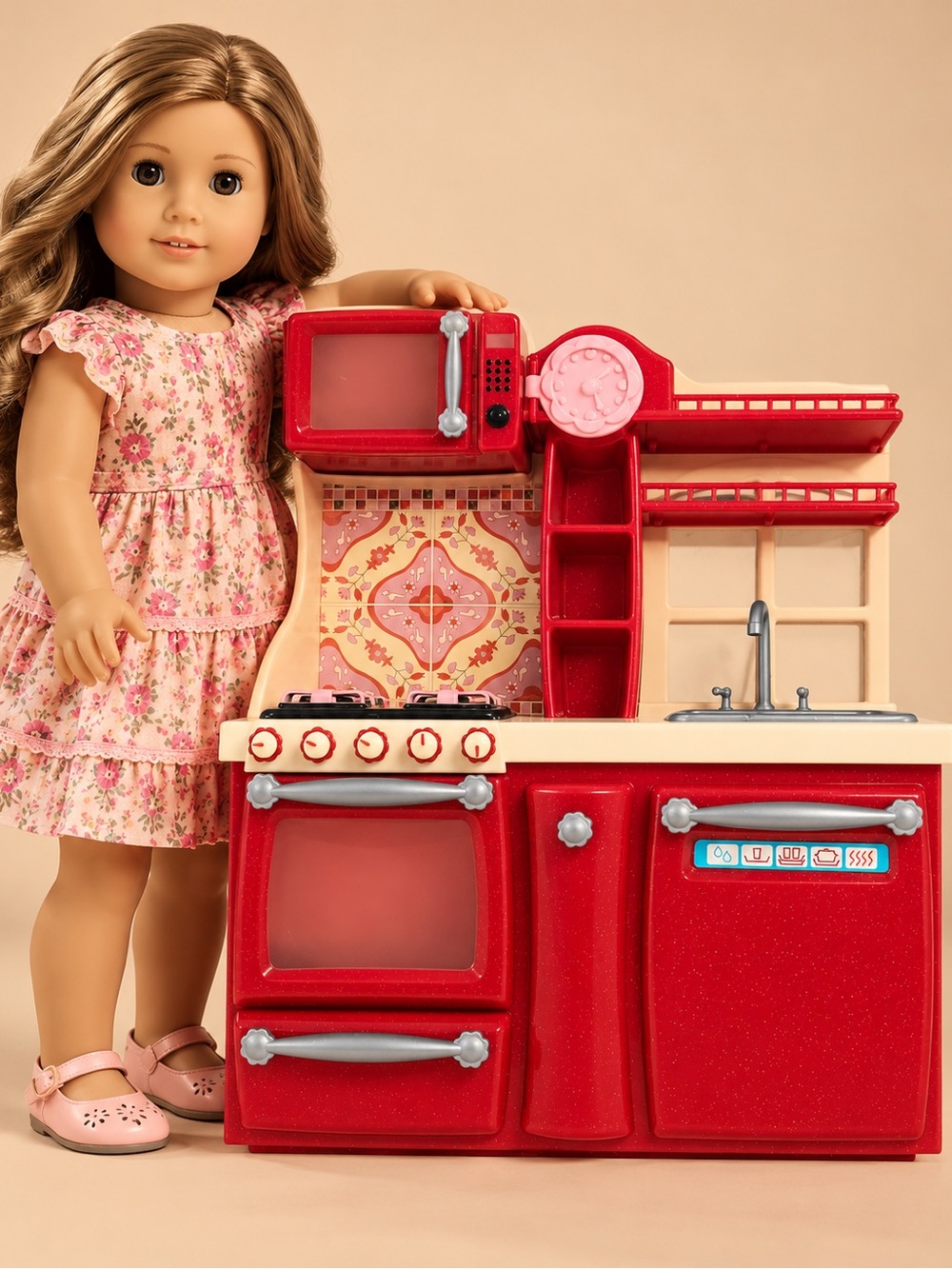 Our Generation Red Retro Doll Kitchen Playset 18 Inch Doll Furniture